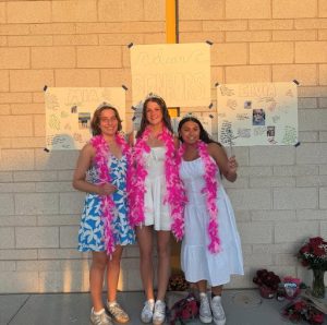 (Left to right) Seniors Mia Coviello, Nancy Burns, and Elvia Hernandez