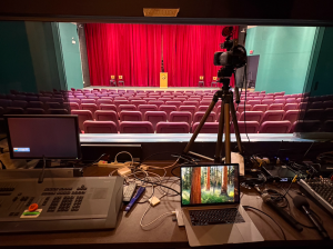 Inside of the soundbooth where Smith and Shah work
