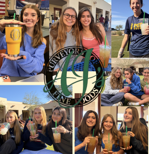 Photo Collage of PCDS Students Around Campus Enjoying AJ’s Drinks